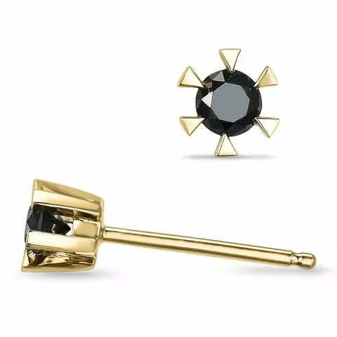 schwarzem Diamant Solitärohrstecker in 14 Karat Gold mit schwarz Diamant 