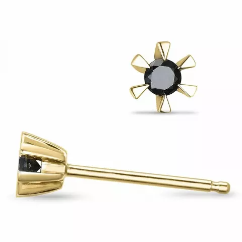 schwarzem Diamant Solitärohrstecker in 14 Karat Gold mit schwarz Diamant 