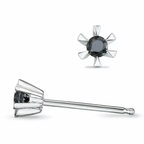 schwarzem Diamant Solitärohrstecker in 14 Karat Weißgold mit schwarz Diamant