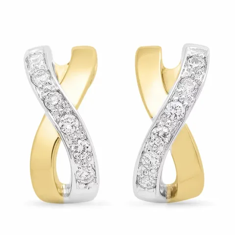 Diamantohrringe in 14 Karat Gold und Weißgold mit Diamant 