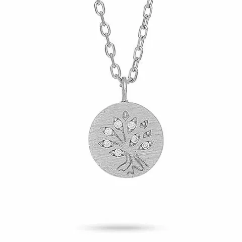 Frost by Noa Lebensbaum Anhänger mit Kette in rhodiniertem Silber weißem Zirkon