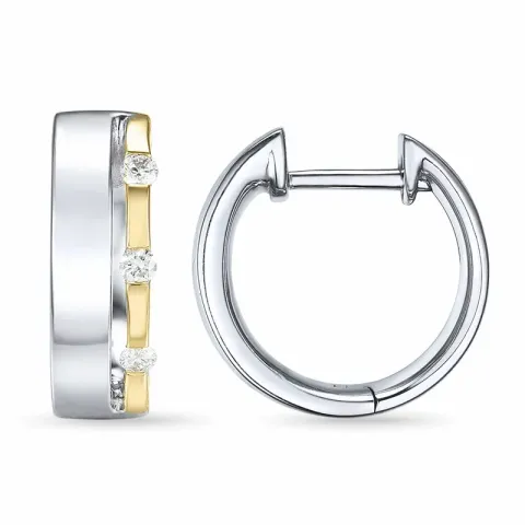 13 mm Diamant Kreole in 14 Karat Weißgold mit Diamant