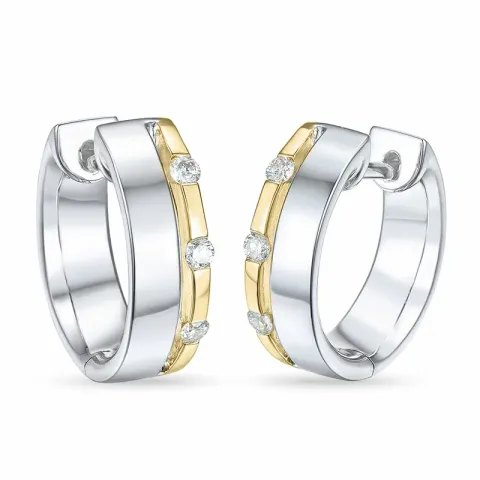 13 mm Diamant Kreole in 14 Karat Weißgold mit Diamant