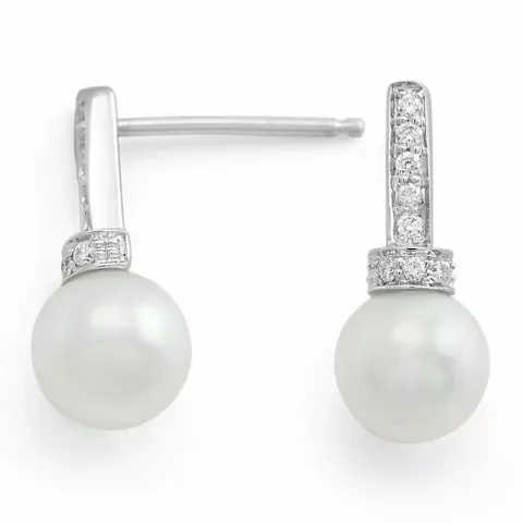 Perle Ohrstecker in 14 Karat Weißgold mit Diamant