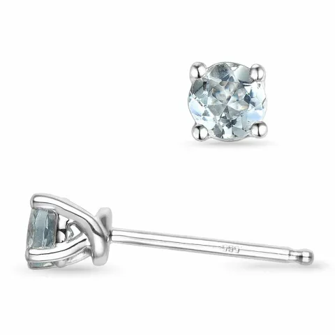 Aquamarin Solitärohrstecker in 14 Karat Weißgold mit Aquamarin