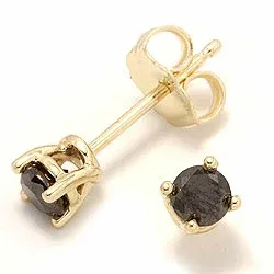 Schwarzem diamant ohrstecker in 14 karat gold mit diamanten