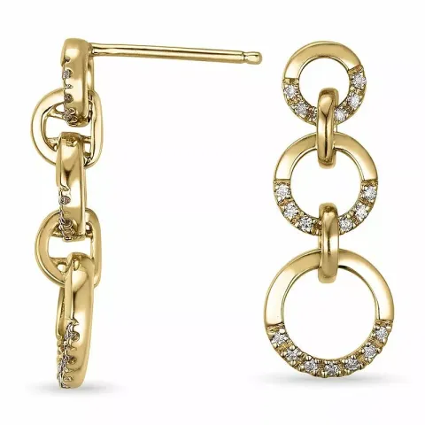 lange runden Diamant Brillantohrringen in 14 Karat Gold mit Diamant