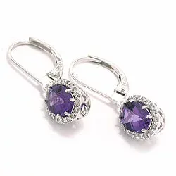 Bestellware - Amethyst Ohrringe in 14 Karat Weißgold mit Diamant und Amethyst