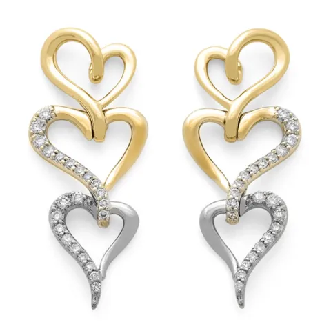 großen Herz Brillantohrringen in 14 Karat Gold und Weißgold mit Diamant
