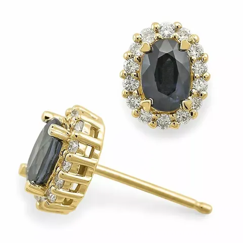 Saphir Ohrstecker in 14 Karat Gold mit Diamant und Saphir