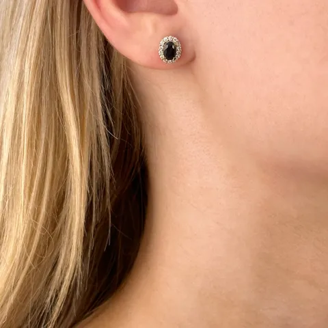 Saphir Ohrstecker in 14 Karat Gold mit Diamant und Saphir