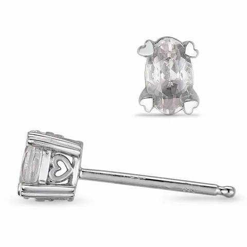Rosenquarz Solitärohrstecker in 14 Karat Weißgold mit Rosenquarz