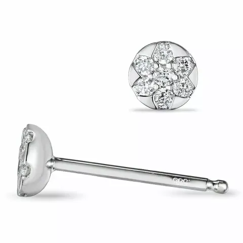 Runden Ohrstecker in 14 Karat Weißgold mit Diamanten