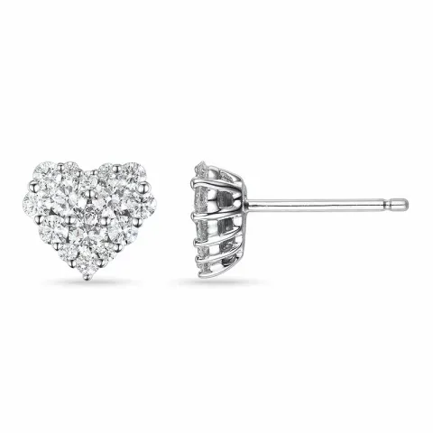 Herz Diamantohrringe in 14 Karat Weißgold mit Diamant
