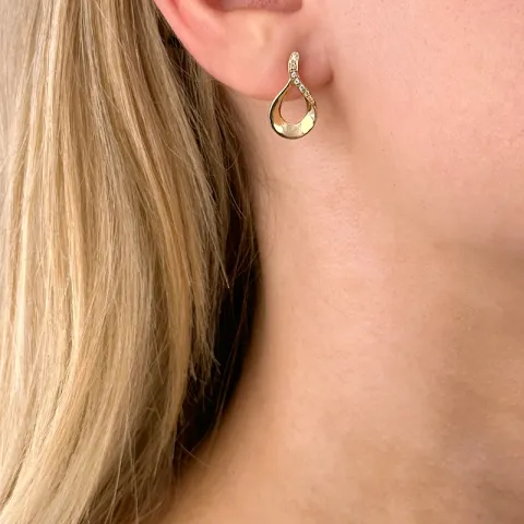 Tropfen Diamant Ohrstecker in 14 Karat Gold mit Diamant