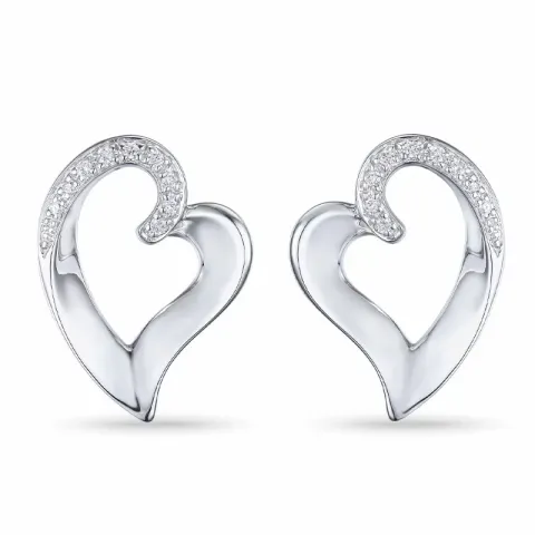 Herz Diamant Ohrstecker in 14 Karat Weißgold mit Diamanten 