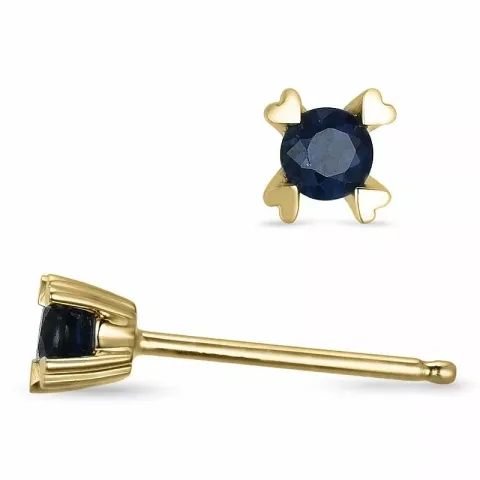 blauem Saphir Solitärohrstecker in 14 Karat Gold mit Saphir