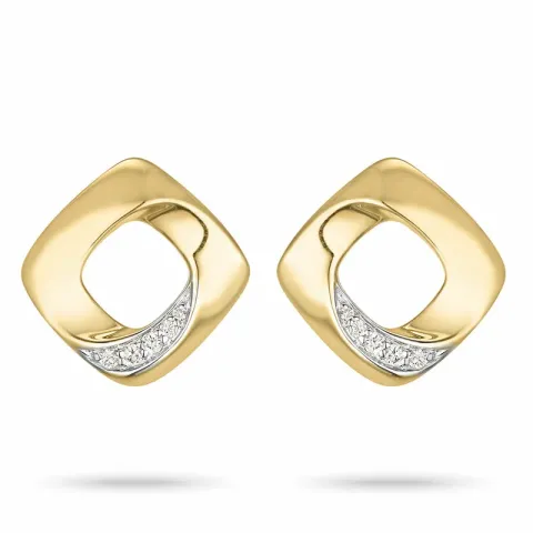 viereckigem Diamant Ohrstecker in 14 Karat Gold und Weißgold mit Diamant