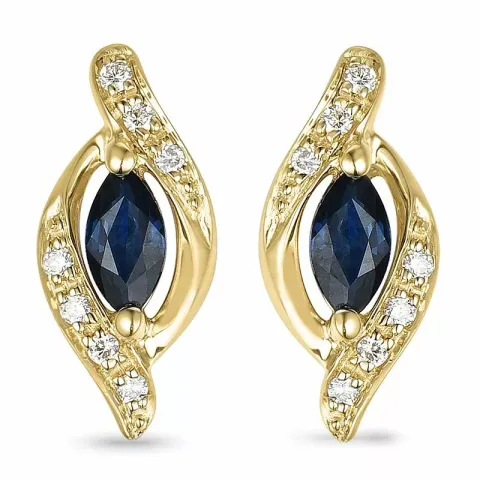 Saphir Ohrstecker in 14 Karat Gold mit Diamant und Saphir 