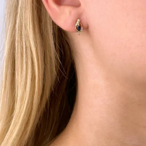 Saphir Ohrstecker in 14 Karat Gold mit Diamant und Saphir 