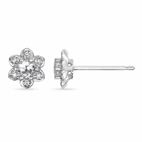 Blumen Diamant Ohrstecker in 14 Karat Weißgold mit Diamant