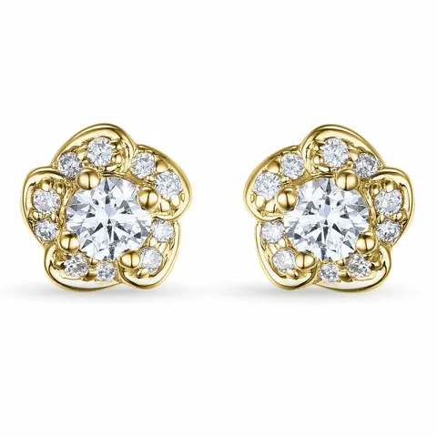 Blumen gold brillantohrringen in 14 karat gold mit diamanten