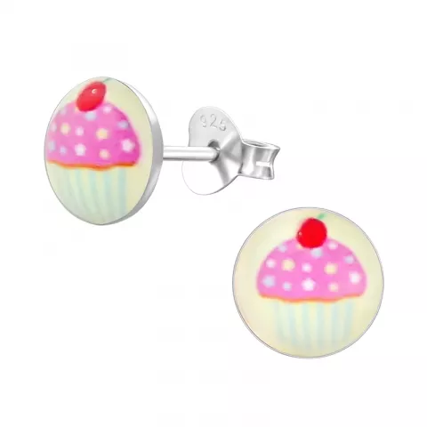 Cup cake Ohrstecker in Silber