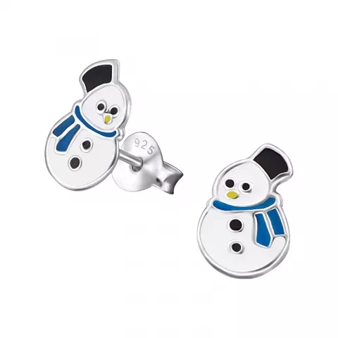 Preiswerten Schneemann weißen Emaille Ohrringe in Silber