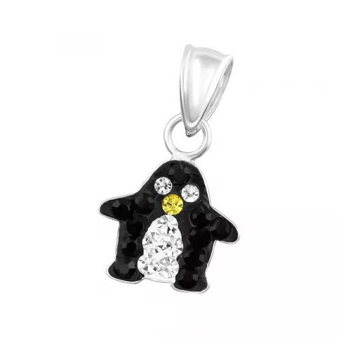 Pinguin mehrfarbigem Bergkristall Anhänger aus Silber