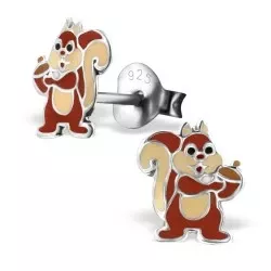 Eichhörnchen Ohrringe in rhodiniertem Silber