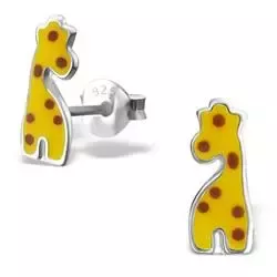 Giraffe gelbe Emaille Ohrringe in Silber