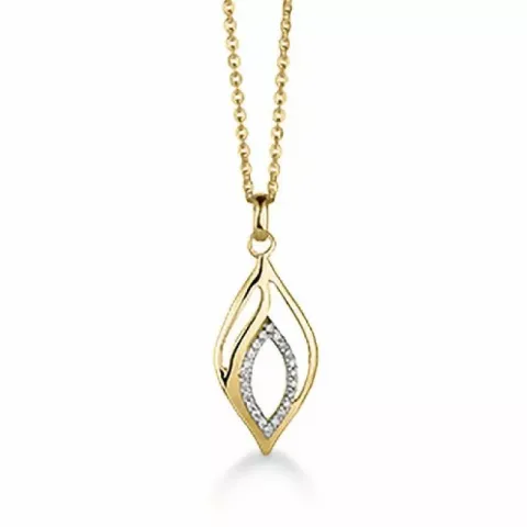 Elegant Aagaard Zirkon Anhänger in 8 Karat Gold, rhodiniert mit Vergoldete Silberhalskette weißem Zirkon