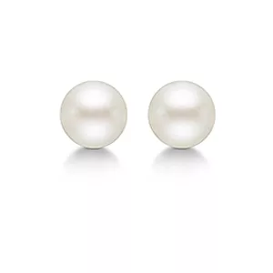 6 mm Aagaard runden weißen Perle Ohrstecker in Silber