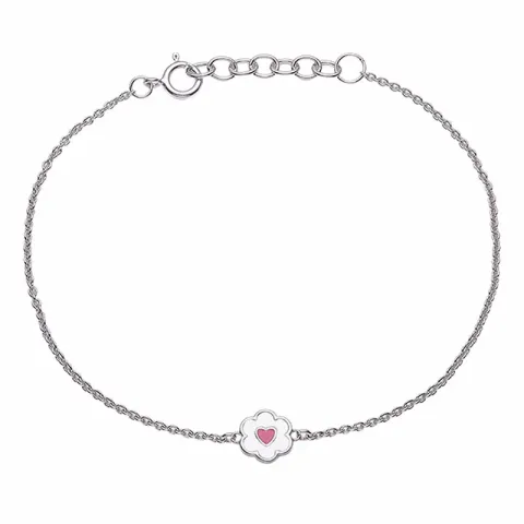 Aagaard Blume Armband in Silber weißem Emaille pink Emaille