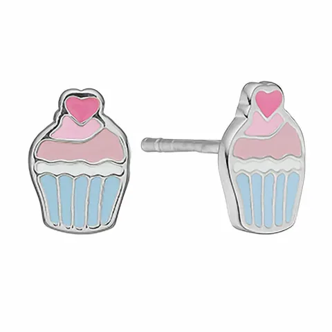 Aagaard cup cake Ohrringe in Silber blauem Emaille hellblauem Emaille pink Emaille rosa Emaille