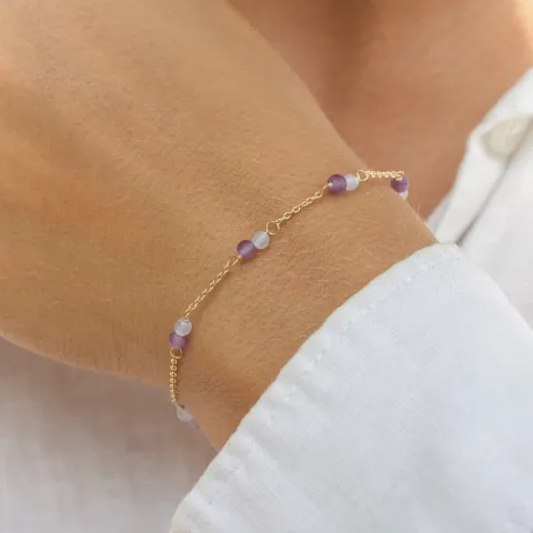 Aagaard Armband in vergoldetem Sterlingsilber violettem Amethyst blauem Quarz