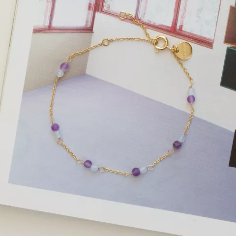 Aagaard Armband in vergoldetem Sterlingsilber violettem Amethyst blauem Quarz
