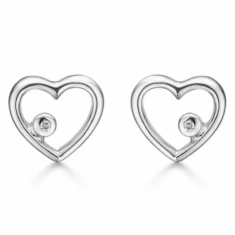 Støvring Design Herz Ohrringe in rhodiniertem Silber weißem Diamant