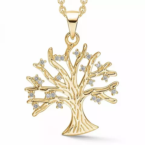 20 mm støvring design lebensbaum zirkon halskette mit anhänger in vergoldetem sterlingsilber weißem zirkon