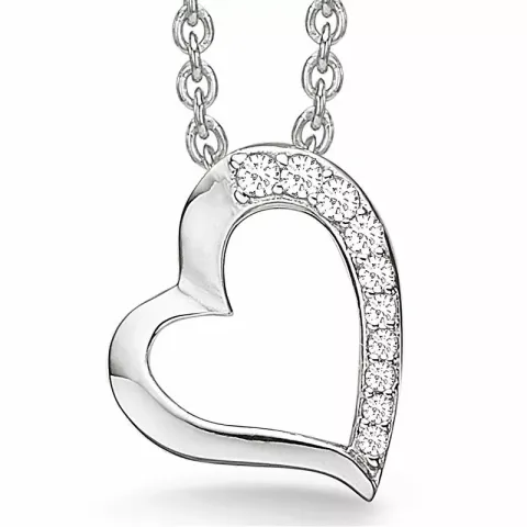 Herz Zirkon Halskette aus rhodiniertem Silber und Anhänger aus rhodiniertem Silber