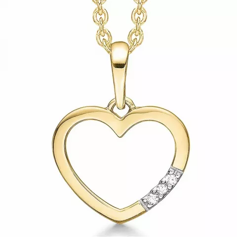 Støvring Design Herz Diamant Anhänger in 14 Karat Gold mit Vergoldete Silberhalskette weißem Diamant