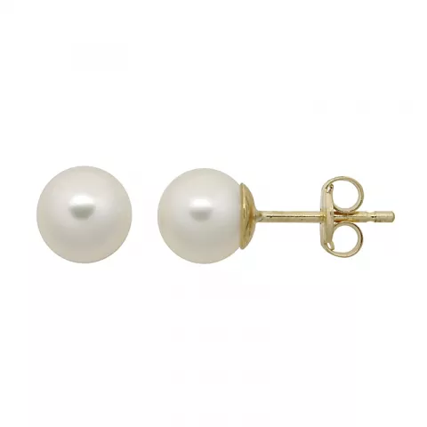 6 mm Støvring Design runden weißen Perle Ohrringe in 8 Karat Gold