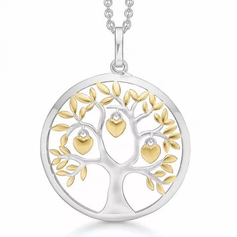 Støvring Design Lebensbaum Halskette mit Anhänger in Silber mit vergoldetem Sterlingsilber weißem Zirkon