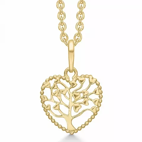 Støvring Design Lebensbaum Anhänger mit Halskette in 8 Karat Gold mit Vergoldete Silberhalskette