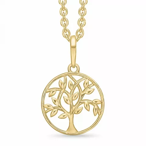 11,5 mm Støvring Design Lebensbaum Anhänger mit Halskette in 14 Karat Gold mit Vergoldete Silberhalskette