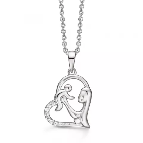 Støvring Design Mutter und Kind Halskette mit Anhänger in rhodiniertem Silber weißem Zirkon