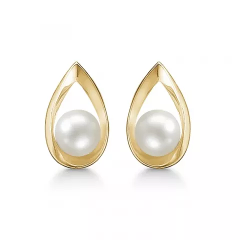 Støvring Design tropfenförmigen Perle Ohrringe in 14 Karat Gold