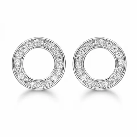 Støvring Design runden weißem Ohrringe in rhodiniertem Silber weißem Zirkon