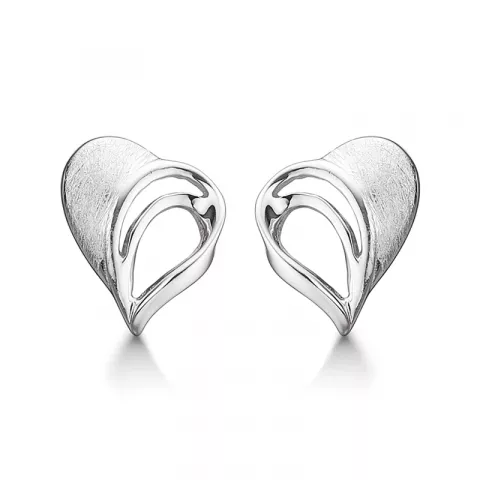 matter und polierter Støvring Design Herz Ohrringe in rhodiniertem Silber
