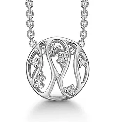 Støvring Design runder Halskette mit Anhänger in rhodiniertem Silber weißem Zirkon